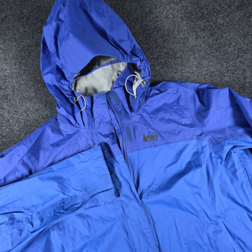 REI Rainier Rain Jacket Womens XL Blue Waterproof Hooded Shell 127274